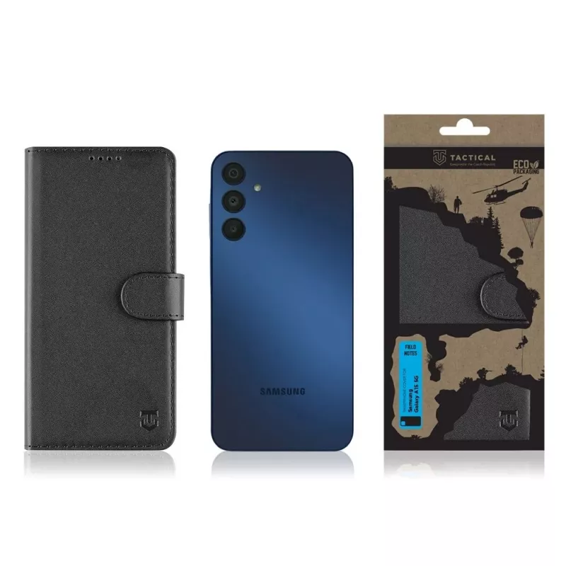 Taktiskais grāmatas vāks Field Notes Samsung Galaxy A15 5G, melns