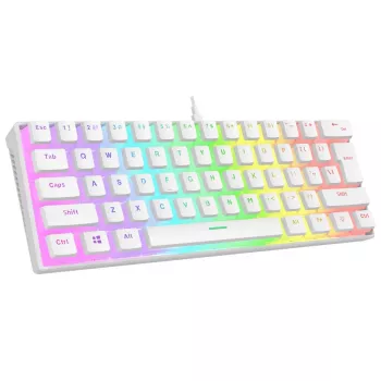 Rampage Radiant K11 60% mehāniskā spēļu tastatūra, balta, Blue slēdži, RGB