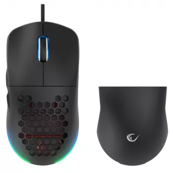Rampage BLINK Vadu USB spēļu pele, 12800 DPI, RGB, optiskais sensors, melna