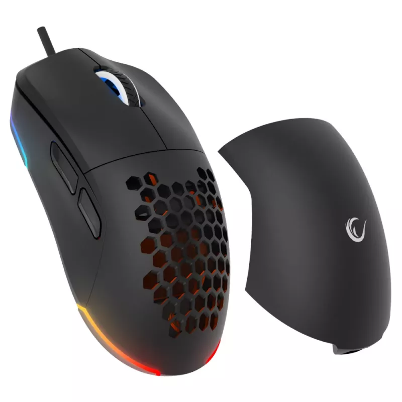 Rampage BLINK Vadu USB spēļu pele, 12800 DPI, RGB, optiskais sensors, melna