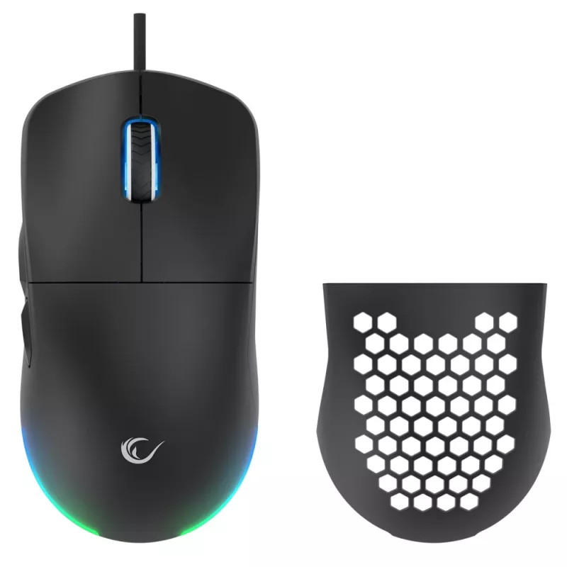 Rampage BLINK Vadu USB spēļu pele, 12800 DPI, RGB, optiskais sensors, melna