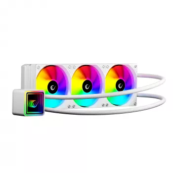 Rampage INFINITE V360 All-in-One šķidruma CPU dzesētājs 360mm ARGB, temperatūras displejs, balts