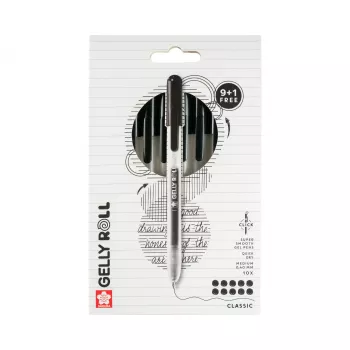 Sakura 9+1 Free Gelly Roll Retractable Classic Gel Pen Transparent 0.4 mm Black Ink 10-Pack