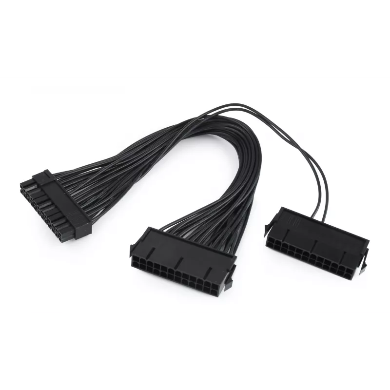 GEMBIRD CC-PSU24-01 24-Pin ATX Barošanas Pagarinātājkabelis, Vīrietis uz Sievieti, 30 cm, Melns