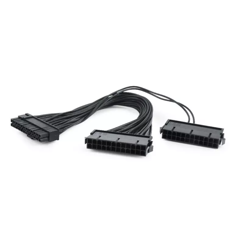 GEMBIRD CC-PSU24-01 24-Pin ATX Barošanas Pagarinātājkabelis, Vīrietis uz Sievieti, 30 cm, Melns