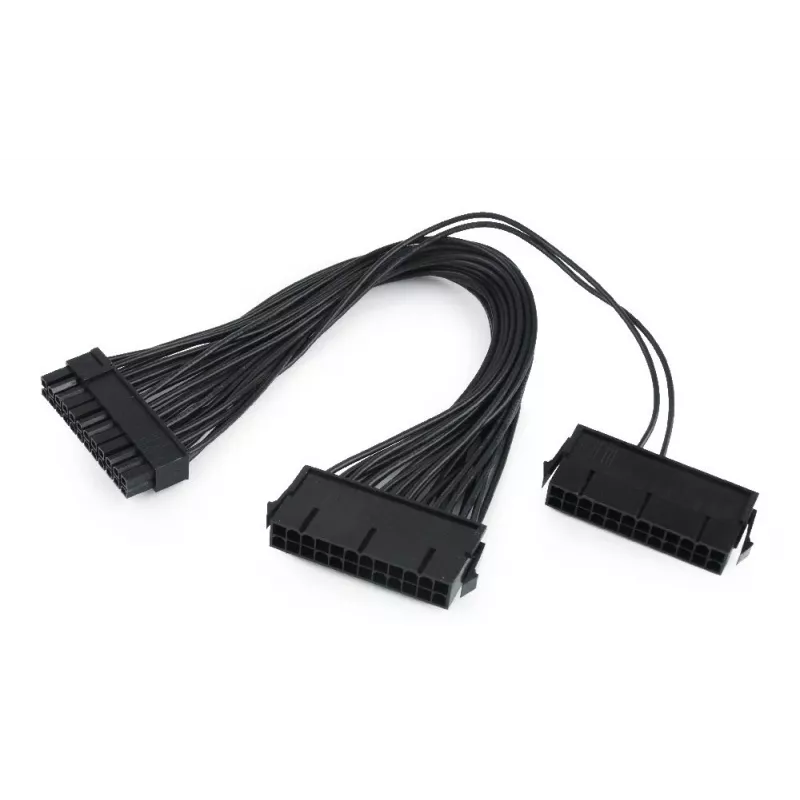GEMBIRD CC-PSU24-01 24-Pin ATX Barošanas Pagarinātājkabelis, Vīrietis uz Sievieti, 30 cm, Melns