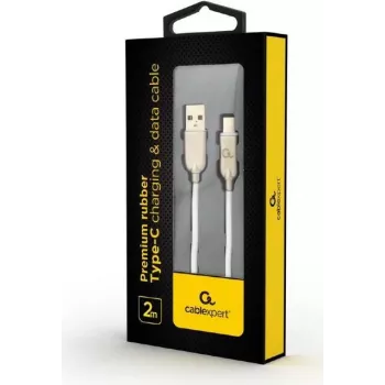 Gembird CC-USB2R-AMCM-2M-W USB 2.0 kabelis, USB-A uz USB-C, gumijots, 2m, balts