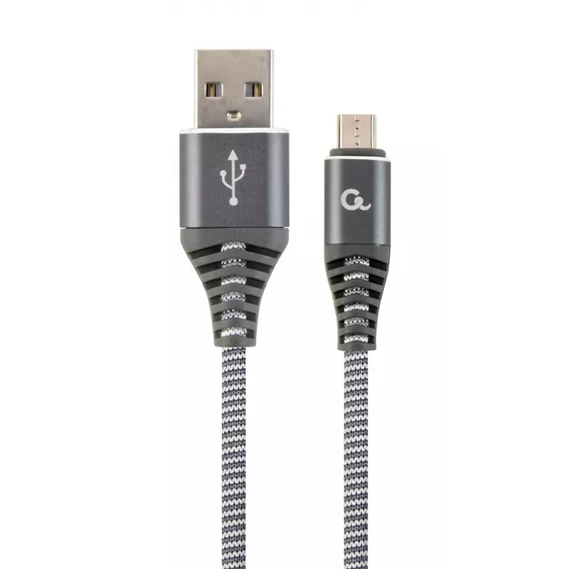 Gembird USB 2.0 Type-A vīriešu uz Micro USB-B vīriešu Premium kokvilnas pīts kabelis 2m Space Grey/White
