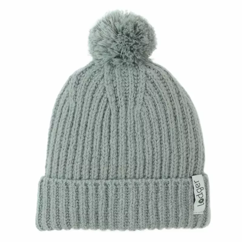 Lodger 100% Merino vilnas cepure ar pomponu Piparmētru zīds 6-12 mēneši