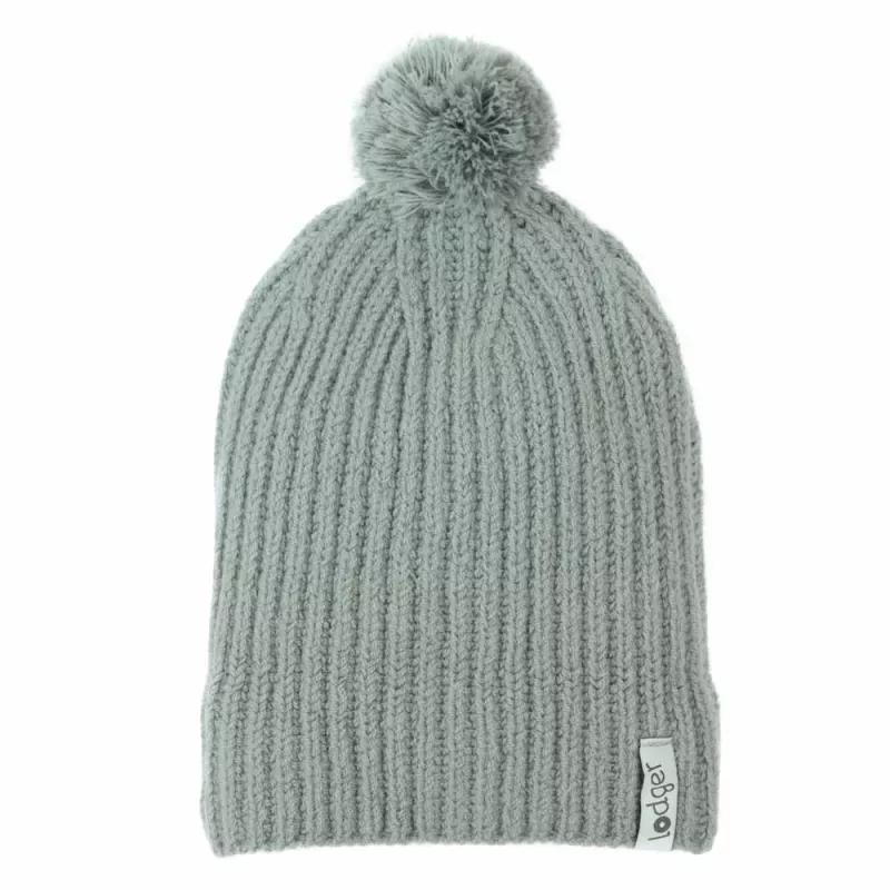 Lodger 100% Merino vilnas cepure ar pomponu Piparmētru zīds 6-12 mēneši