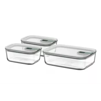 MEPAL EasyClip Pārtikas Uzglabāšanas Trauku Komplekts, Nordic Green, 3 Gabali (2x 0.7 L, 1x 1.5 L)