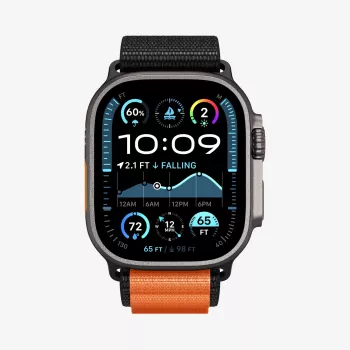 Spigen WBF1 Siksniņa Apple Watch 8 / 9 / 10 / 11 / SE / Ultra (44 / 45 / 46 / 49 mm) Melns/Oransžs