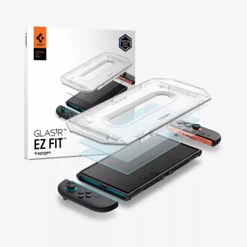 Spigen Glas.tR EZ Fit 2-Pack rūdīta stikla ekrāna aizsargs Nintendo Switch 2 caurspīdīgs