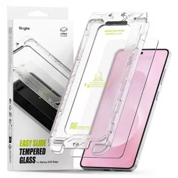 Ringke Easy Slide 2-Pack Rūdīta Stikla Ekrāna Aizsargs Samsung Galaxy S25 Edge Caurspīdīgs
