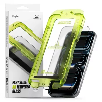 Ringke Easy Slide pretatstarojošs rūdīta stikla ekrāna aizsargs iPhone 17 Pro Max, melns