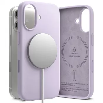 Ringke silikona magnētiskais MagSafe apvalks iPhone 17, gaiši violets
