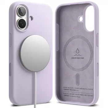 Ringke silikona magnētiskais MagSafe apvalks iPhone 17, gaiši violets