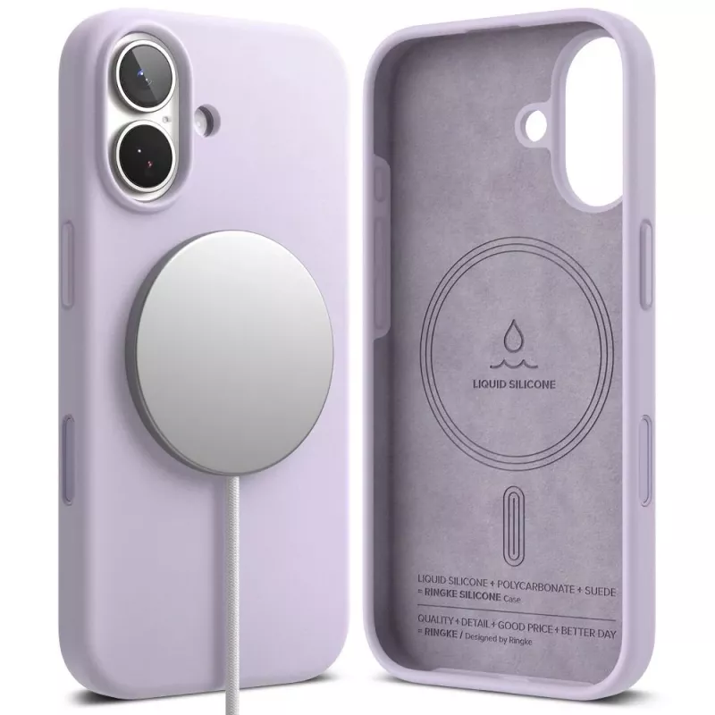 Ringke silikona magnētiskais MagSafe apvalks iPhone 17, gaiši violets