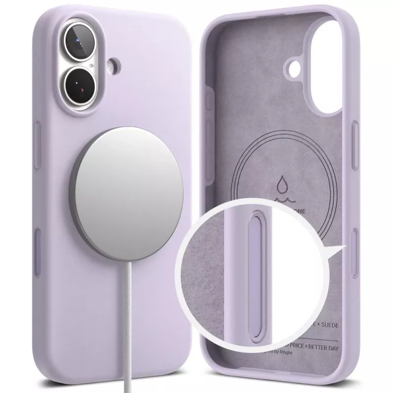 Ringke silikona magnētiskais MagSafe apvalks iPhone 17, gaiši violets