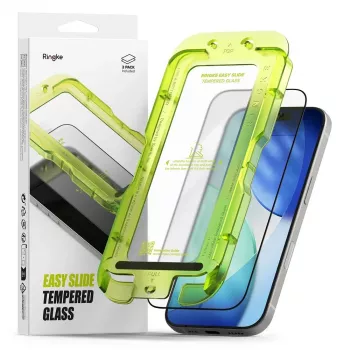 Ringke Easy Slide rūdīta stikla ekrāna aizsargs 2 iepakojumā Apple iPhone 17 - melns