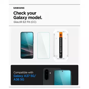 Spigen Glas.tR EZ Fit HD rūdīta stikla ekrāna aizsargs Samsung Galaxy A36 / A37 5G, caurspīdīgs, 2 iepakojumā