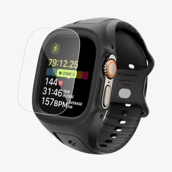 SPIGEN Liquid Air Pro & rūdīts stikls Apple Watch Ultra 1 / 2 / 3 (49 mm) Melns