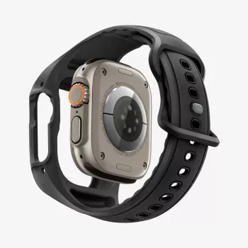 SPIGEN Liquid Air Pro & rūdīts stikls Apple Watch Ultra 1 / 2 / 3 (49 mm) Melns