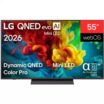 LG 55QNED83B6A 55 collu 4K QNED viedtelevizors ar Mini LED un α7 Gen5 AI procesoru