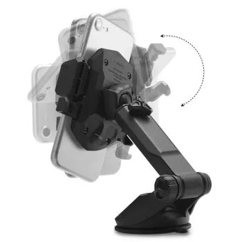 Spigen Car Mount Holder TS35 Kuel Series - Universāls viedtālruņa turētājs automašīnai ar piesūcekni, teleskopisko roku, 360° rotāciju, melns