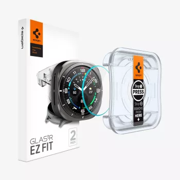 Spigen Glas.tR EZ Fit Rūdīta Stikla Ekrāna Aizsargs Samsung Galaxy Watch Ultra (47mm) - 2 iepakojums - Caurspīdīgs