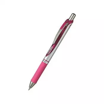 Pentel EnerGel Xm izvelkamā gēla pildspalva - rozā tinte - rozā korpuss - sudraba apdare - 0,35 mm adatas gals