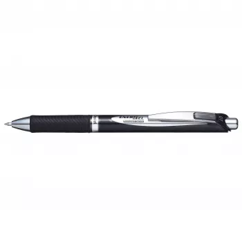 Pentel BLP77-AX izvelkamā gēla pildspalva - melna tinte - 0,7 mm - pigmenta bāzes - melns korpuss - sudraba klipsis - kastītē
