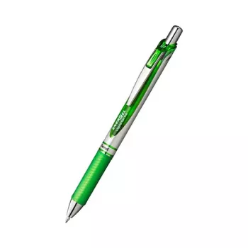 Pentel EnerGel Xm Izvelkamā Gēla Pildspalva - Zaļa - 0,35 mm - Sudraba Akcenti