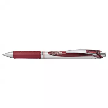 Pentel Energel BL77 izvelkamā gēla pildspalva - Burgundijas tinte - 0,7 mm - Sudraba klipsis - Apaļš korpuss
