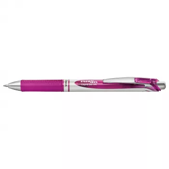 Pentel Energel BL77 Izvelkamā Gēla Pildspalva - Fuksīna Tinte - 0,7 mm - Vidējs Gals - Sudraba Akcenti
