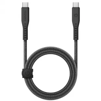 ENERGEA Flow USB-C to USB-C kabelis 1,5m Melns 240W 5A PD ātrā uzlāde