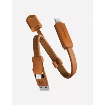 ENERGEA Sheath Key 2-in-1 USB-C uz USB-C/USB-A kabelis 15cm Oranžs