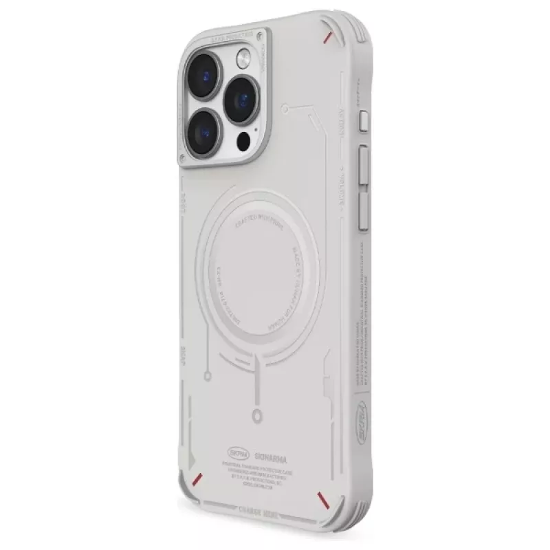 SKINARMA Mecha Case for iPhone 16 Pro 6.3 inch Magnetic Charging Light Grey
