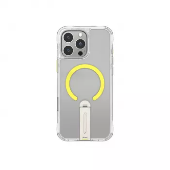 Skinarma Helix Magnētiskā uzlādes 360° Rotējoša statīva maciņš iPhone 16 Pro, Caurspīdīgs