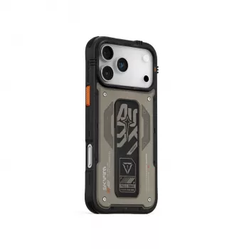 Skinarma Aegis Macītis iPhone 17 Pro Magnētiskai Uzlādei + Satvēriena Statīvs Pelēks