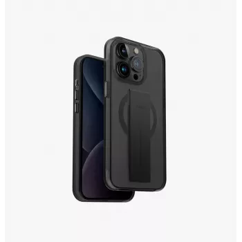 UNIQ Heldro Mag iPhone 15 Pro 6.1 collu MagClick uzlādes maciņš Melns/Vapour Smoke
