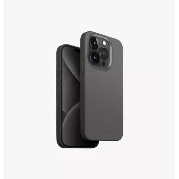 UNIQ Lyden DS MagClick uzlādes maciņš Apple iPhone 15 Pro 6,1 collu, ogles pelēks-melns