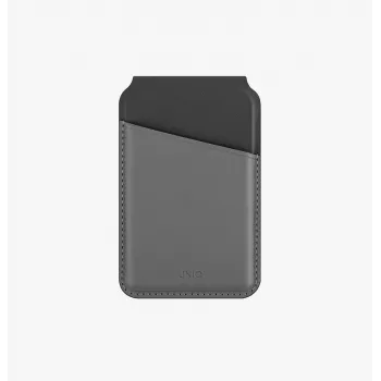 UNIQ Lyden DS Magnetic Wallet Stand with RFID Protection for MagSafe, Charcoal Grey-Black