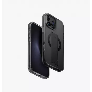 UNIQ Heldro Max MagClick uzlādes maciņš iPhone 16 Pro Max 6.9 collu melns/dūmu pelēks