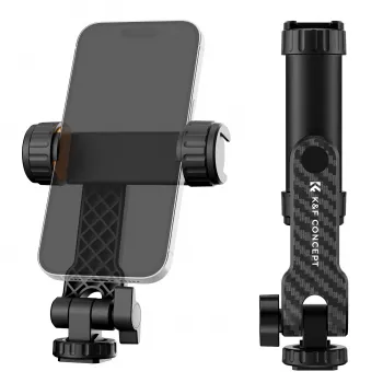 K&F Concept Tripod Mount Phone Holder ar 1/4 collu skrūvi, 360° rotācija, viedtālrunim, melns