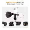 K&F Concept Tripod Mount Phone Holder ar 1/4 collu skrūvi, 360° rotācija, viedtālrunim, melns