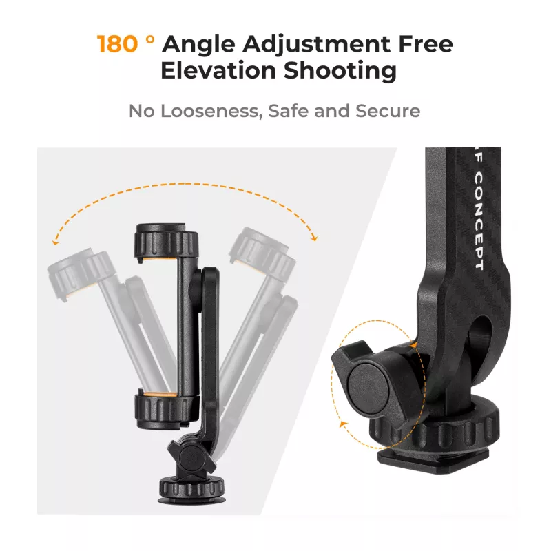 K&F Concept Tripod Mount Phone Holder ar 1/4 collu skrūvi, 360° rotācija, viedtālrunim, melns