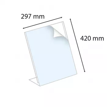 Exacompta A3 Table Display Stand Transparent Acrylic L-Shape Portrait