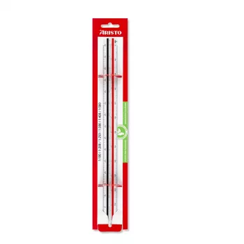 ARISTO Trīsstūrveida mēroga lineāls B tips, balts, 30 cm, 6 mērogi (AR23704EB)