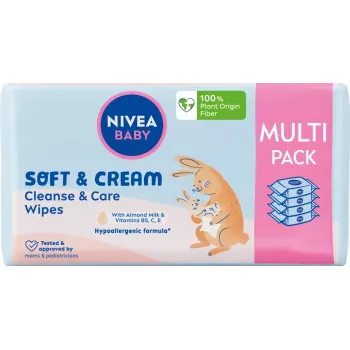 NIVEA Baby Soft & Cream mitrās salvetes zīdaiņiem 4x57